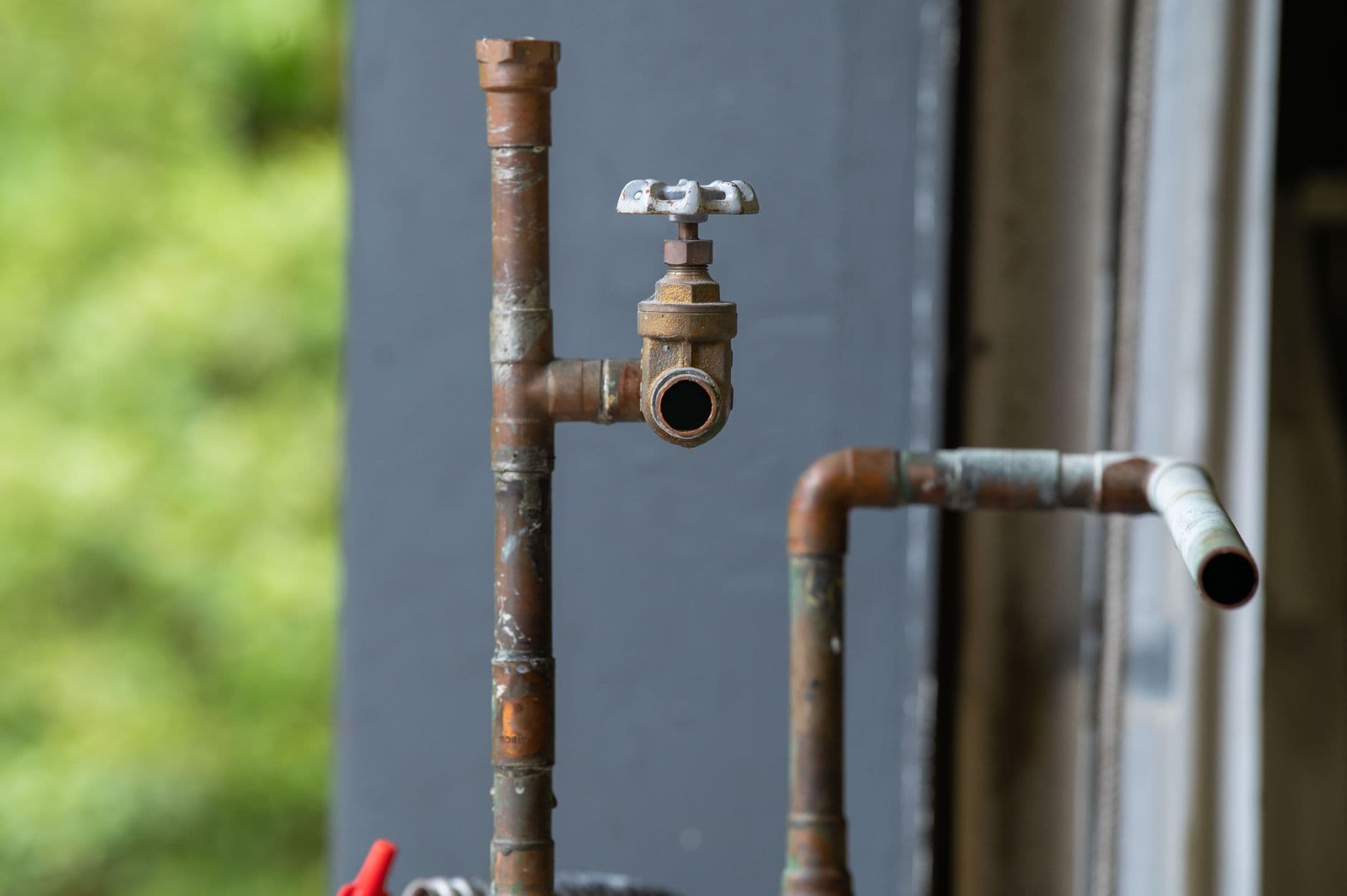 Water shutoff valve and plumbing used during leak detection in a Houston home